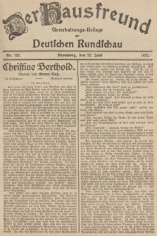 Der Hausfreund : Unterhaltungs-Beilage zur Deutschen Rundschau. 1927, Nr. 122 (22 Juni)