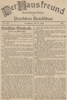 Der Hausfreund : Unterhaltungs-Beilage zur Deutschen Rundschau. 1927, Nr. 125 (26 Juni)
