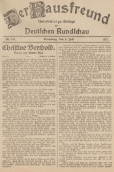 Der Hausfreund : Unterhaltungs-Beilage zur Deutschen Rundschau. 1927, Nr. 131 (6 Juli)