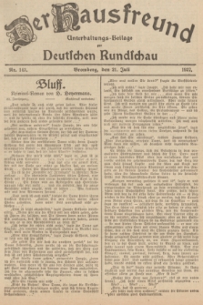 Der Hausfreund : Unterhaltungs-Beilage zur Deutschen Rundschau. 1927, Nr. 143 (21 Juli)