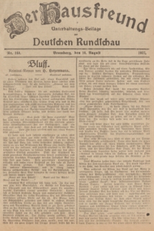Der Hausfreund : Unterhaltungs-Beilage zur Deutschen Rundschau. 1927, Nr. 160 (10 August)