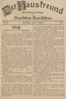 Der Hausfreund : Unterhaltungs-Beilage zur Deutschen Rundschau. 1927, Nr. 161 (11 August)