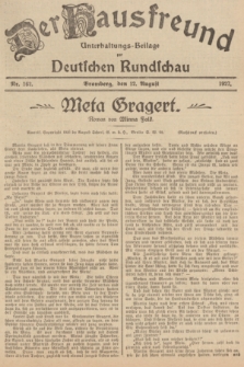 Der Hausfreund : Unterhaltungs-Beilage zur Deutschen Rundschau. 1927, Nr. 162 (12 August)