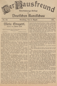 Der Hausfreund : Unterhaltungs-Beilage zur Deutschen Rundschau. 1927, Nr. 163 (13 August)