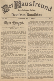Der Hausfreund : Unterhaltungs-Beilage zur Deutschen Rundschau. 1927, Nr. 165 (17 August)