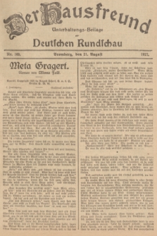 Der Hausfreund : Unterhaltungs-Beilage zur Deutschen Rundschau. 1927, Nr. 169 (21 August)