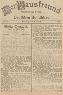 Der Hausfreund : Unterhaltungs-Beilage zur Deutschen Rundschau. 1927, Nr. 175 (28 August)