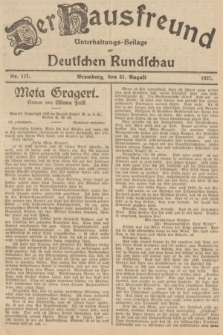 Der Hausfreund : Unterhaltungs-Beilage zur Deutschen Rundschau. 1927, Nr. 177 (31 August)