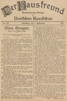 Der Hausfreund : Unterhaltungs-Beilage zur Deutschen Rundschau. 1927, Nr. 178 (1 September)