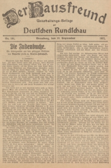 Der Hausfreund : Unterhaltungs-Beilage zur Deutschen Rundschau. 1927, Nr. 184 (10 September)