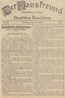Der Hausfreund : Unterhaltungs-Beilage zur Deutschen Rundschau. 1927, Nr. 208 (14 Oktober)