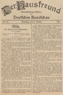 Der Hausfreund : Unterhaltungs-Beilage zur Deutschen Rundschau. 1927, Nr. 214 (21 Oktober)