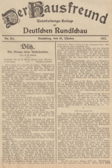 Der Hausfreund : Unterhaltungs-Beilage zur Deutschen Rundschau. 1927, Nr. 221 (29 Oktober)