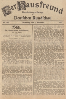 Der Hausfreund : Unterhaltungs-Beilage zur Deutschen Rundschau. 1927, Nr. 225 (5 November)