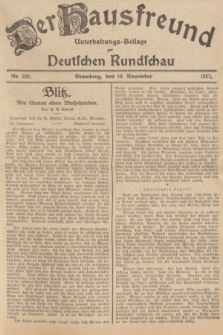 Der Hausfreund : Unterhaltungs-Beilage zur Deutschen Rundschau. 1927, Nr. 229 (10 November)