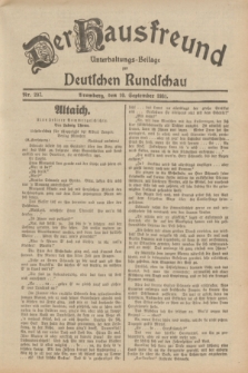 Der Hausfreund : Unterhaltungs-Beilage zur Deutschen Rundschau. 1931, Nr. 207 (10 September)