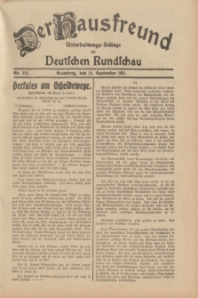 Der Hausfreund : Unterhaltungs-Beilage zur Deutschen Rundschau. 1931, Nr. 212 (16 September)