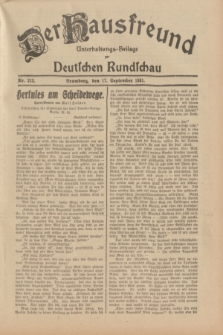 Der Hausfreund : Unterhaltungs-Beilage zur Deutschen Rundschau. 1931, Nr. 213 (17 September)