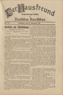 Der Hausfreund : Unterhaltungs-Beilage zur Deutschen Rundschau. 1931, Nr. 215 (19 September)