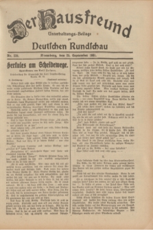 Der Hausfreund : Unterhaltungs-Beilage zur Deutschen Rundschau. 1931, Nr. 220 (25 September)