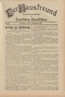 Der Hausfreund : Unterhaltungs-Beilage zur Deutschen Rundschau. 1931, Nr. 221 (26 September)