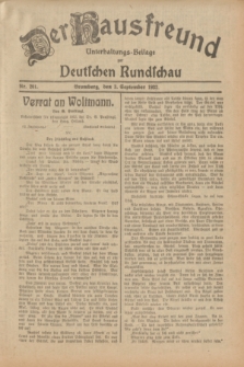 Der Hausfreund : Unterhaltungs-Beilage zur Deutschen Rundschau. 1932, Nr. 201 (3 September)