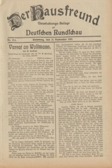 Der Hausfreund : Unterhaltungs-Beilage zur Deutschen Rundschau. 1932, Nr. 214 (18 September)