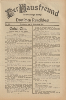 Der Hausfreund : Unterhaltungs-Beilage zur Deutschen Rundschau. 1932, Nr. 222 (28 September)