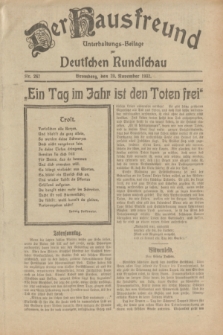 Der Hausfreund : Unterhaltungs-Beilage zur Deutschen Rundschau. 1932, Nr. 267 (20 November)