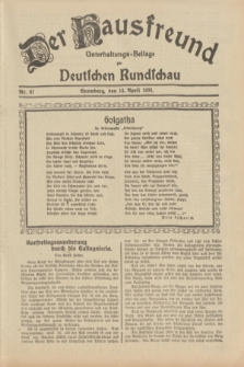 Der Hausfreund : Unterhaltungs-Beilage zur Deutschen Rundschau. 1933, Nr. 87 (14 April)