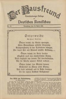 Der Hausfreund : Unterhaltungs-Beilage zur Deutschen Rundschau. 1933, Nr. 88 (16 April)