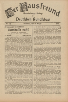 Der Hausfreund : Unterhaltungs-Beilage zur Deutschen Rundschau. 1933, Nr. 198 (31 August)