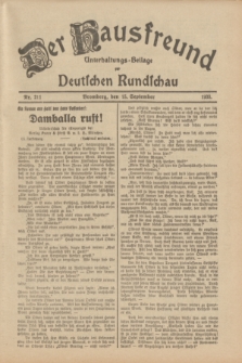 Der Hausfreund : Unterhaltungs-Beilage zur Deutschen Rundschau. 1933, Nr. 211 (15 September)