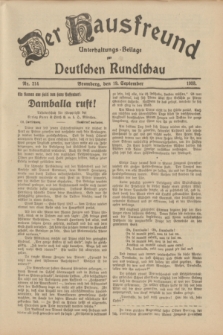 Der Hausfreund : Unterhaltungs-Beilage zur Deutschen Rundschau. 1933, Nr. 214 (19 September)