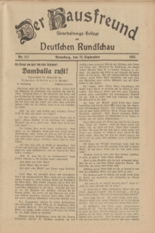 Der Hausfreund : Unterhaltungs-Beilage zur Deutschen Rundschau. 1933, Nr. 217 (22 September)