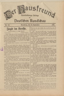 Der Hausfreund : Unterhaltungs-Beilage zur Deutschen Rundschau. 1933, Nr. 224 (30 September)