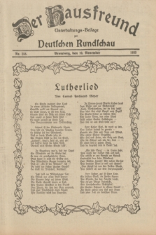 Der Hausfreund : Unterhaltungs-Beilage zur Deutschen Rundschau. 1933, Nr. 258 (10 November)