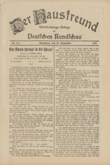 Der Hausfreund : Unterhaltungs-Beilage zur Deutschen Rundschau. 1933, Nr. 271 (25 November)