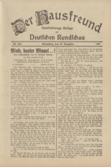 Der Hausfreund : Unterhaltungs-Beilage zur Deutschen Rundschau. 1933, Nr. 284 (12 Dezember)