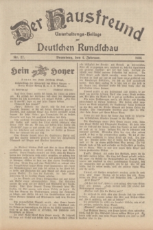 Der Hausfreund : Unterhaltungs-Beilage zur Deutschen Rundschau. 1934, Nr. 27 (4 Februar)