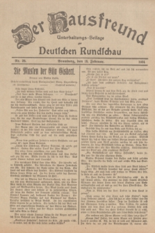 Der Hausfreund : Unterhaltungs-Beilage zur Deutschen Rundschau. 1934, Nr. 39 (18 Februar)