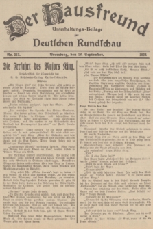 Der Hausfreund : Unterhaltungs-Beilage zur Deutschen Rundschau. 1934, Nr. 212 (18 September)