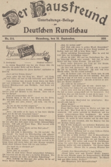 Der Hausfreund : Unterhaltungs-Beilage zur Deutschen Rundschau. 1934, Nr. 214 (20 September)