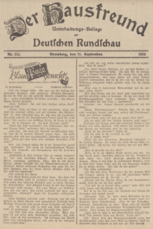 Der Hausfreund : Unterhaltungs-Beilage zur Deutschen Rundschau. 1934, Nr. 215 (21 September)