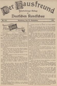 Der Hausfreund : Unterhaltungs-Beilage zur Deutschen Rundschau. 1934, Nr. 216 (22 September)