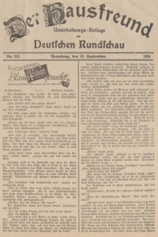 Der Hausfreund : Unterhaltungs-Beilage zur Deutschen Rundschau. 1934, Nr. 222 (29 September)