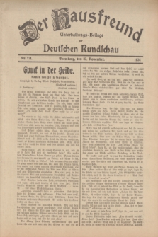 Der Hausfreund : Unterhaltungs-Beilage zur Deutschen Rundschau. 1934, Nr. 271 (27 November)