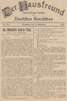 Der Hausfreund : Unterhaltungs-Beilage zur Deutschen Rundschau. 1936, Nr. 212 (13 September)
