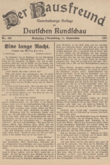 Der Hausfreund : Unterhaltungs-Beilage zur Deutschen Rundschau. 1937, Nr. 208 (11 September)