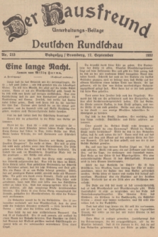 Der Hausfreund : Unterhaltungs-Beilage zur Deutschen Rundschau. 1937, Nr. 213 (17 September)